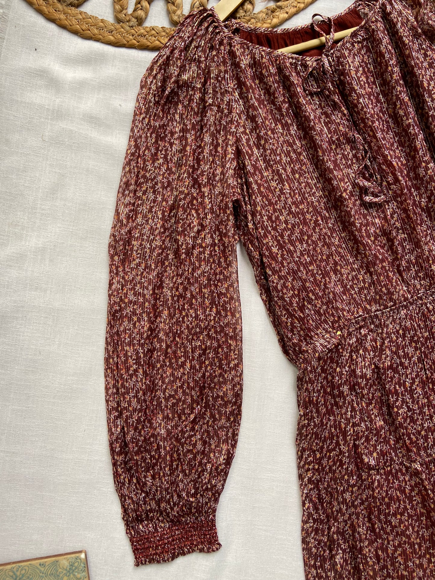 Maroon A Line Floral Maxi