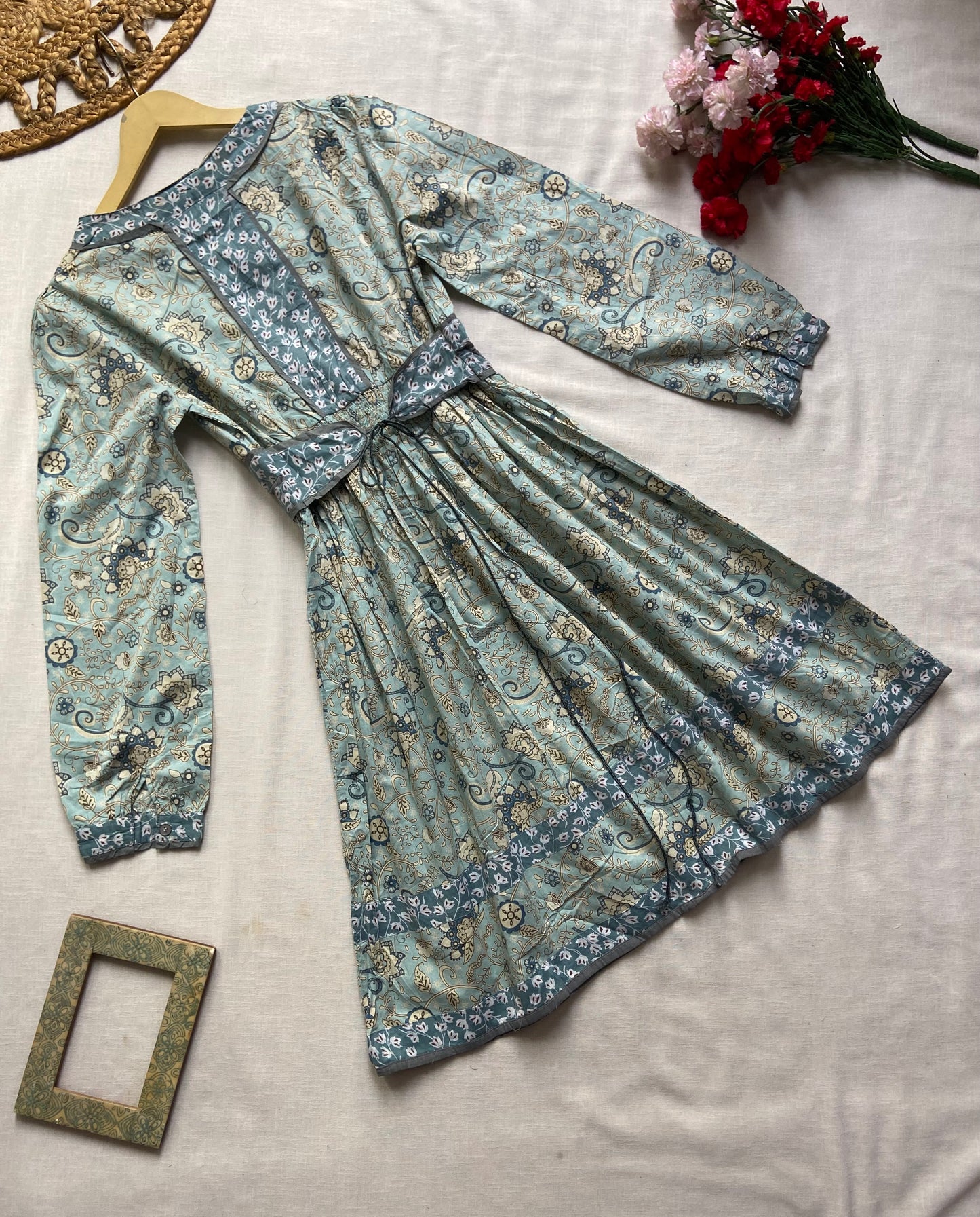 Blue Boho Midi Dress