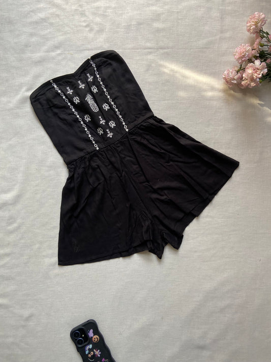 Black Boho Tube Romper