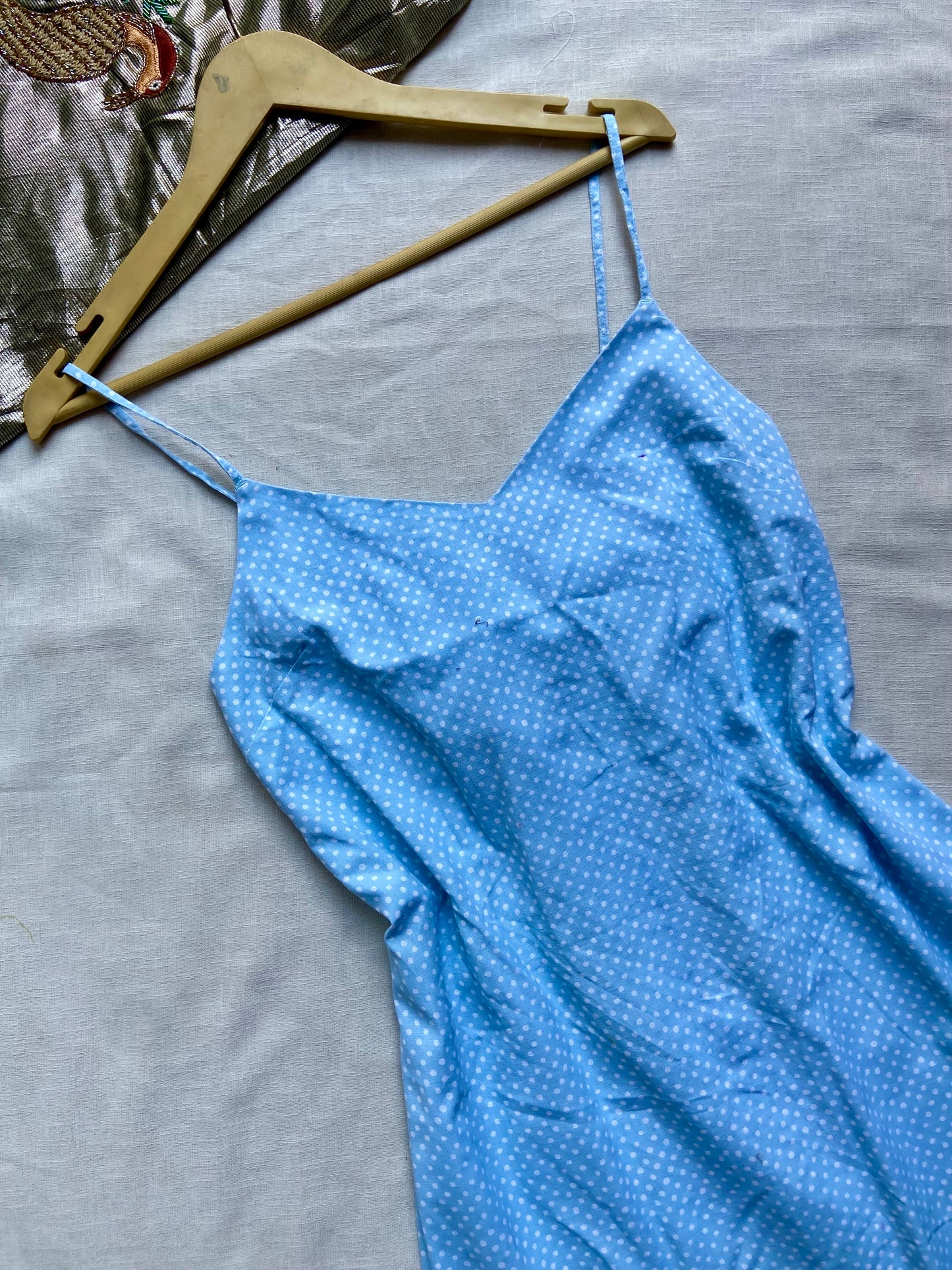 Light Blue Polka Dot Sleeveless Mini Dress