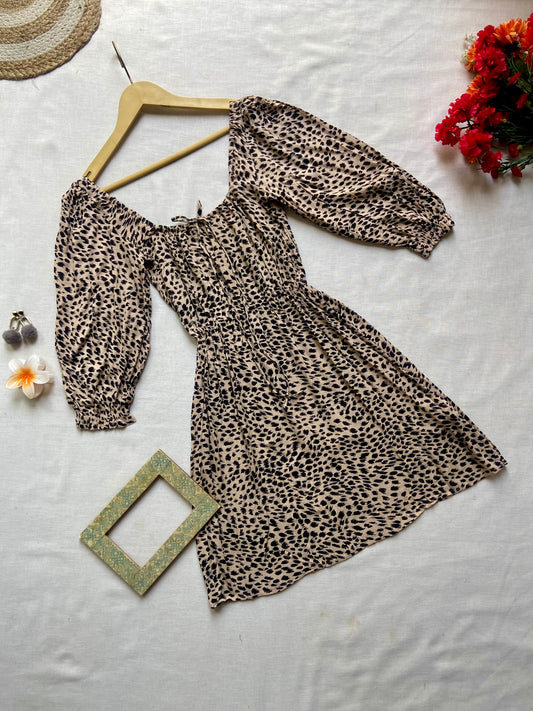 Animal Print Cotton Mini Dress