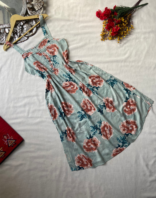 Blue Floral Midi Dress