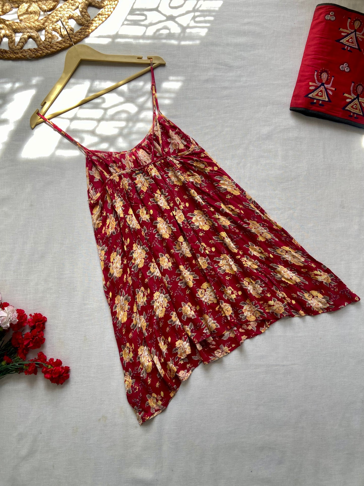 Red Floral Beach Mini Dress