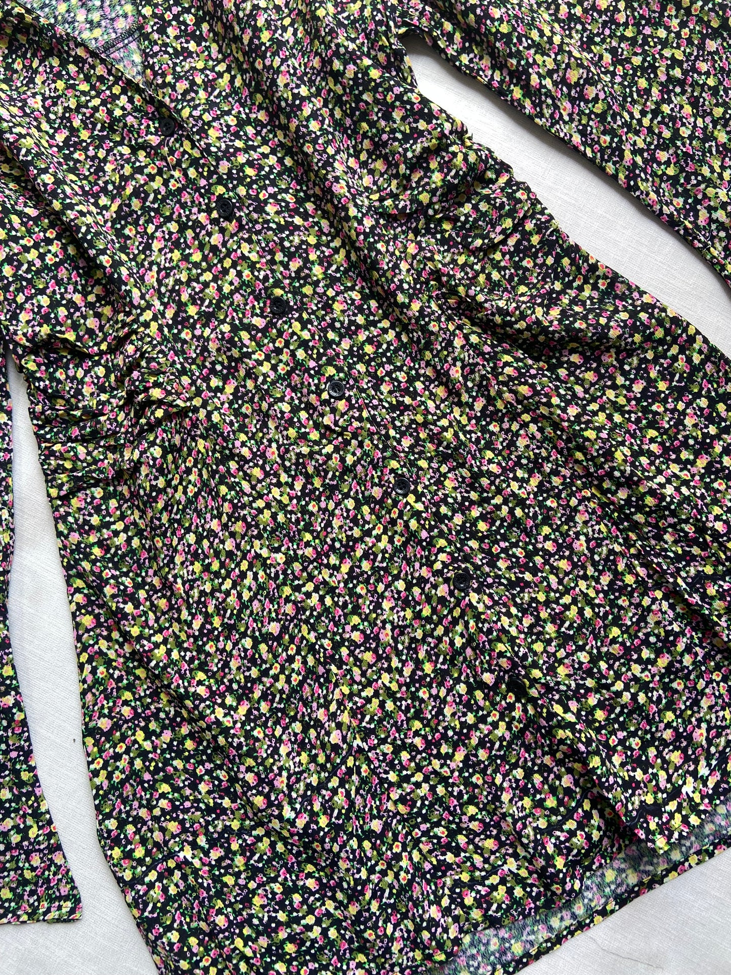 Black Floral Full Sleeve Mini Dress