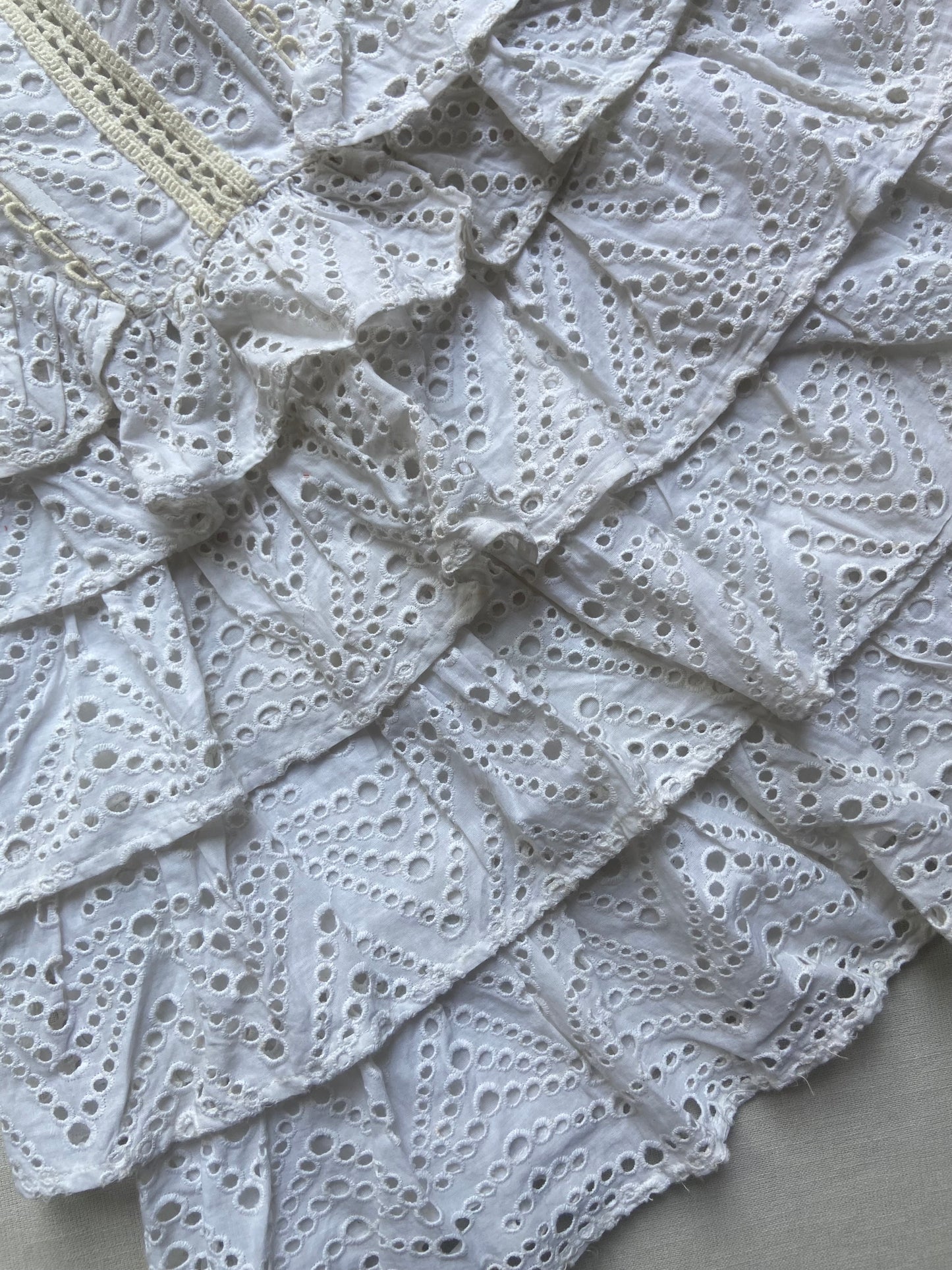 White Eyelet Lace Ruffle Tube Top