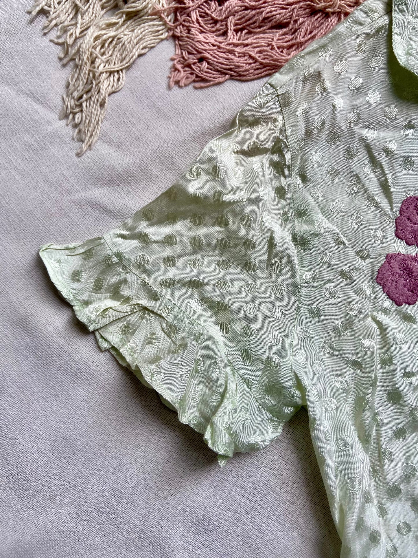 Mint Green Satin Polka Dot Nightwear Set