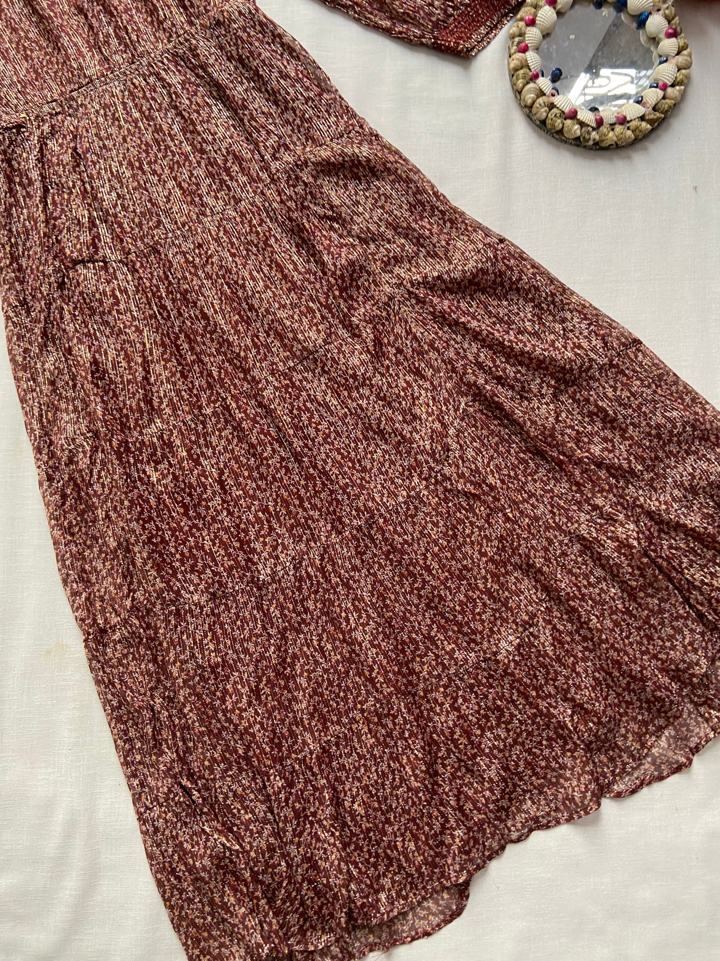 Maroon A Line Floral Maxi