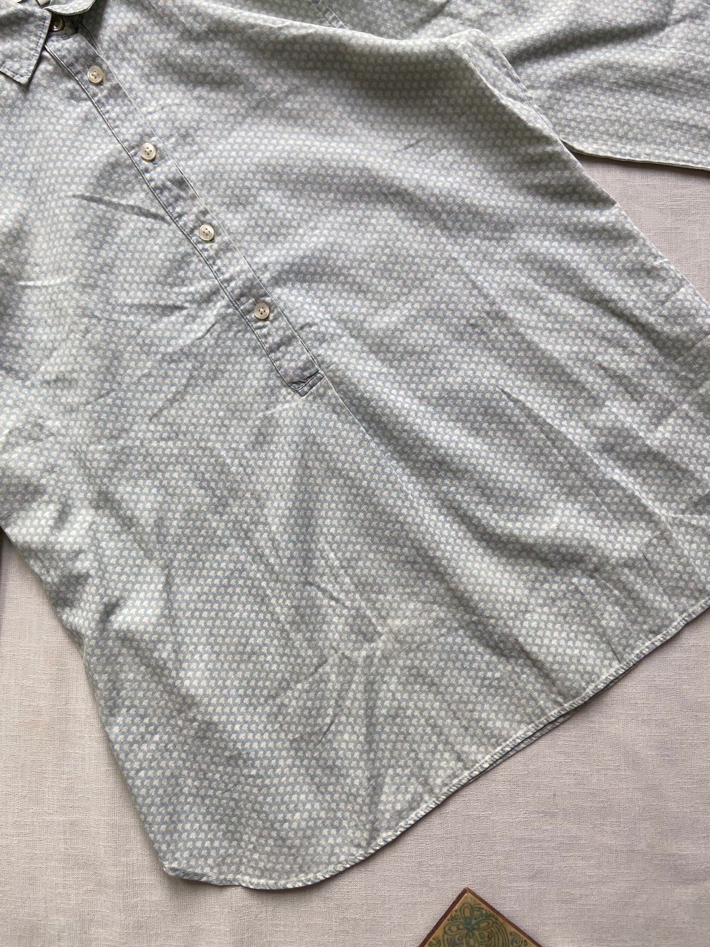 Ice Blue Printed Shirt Top