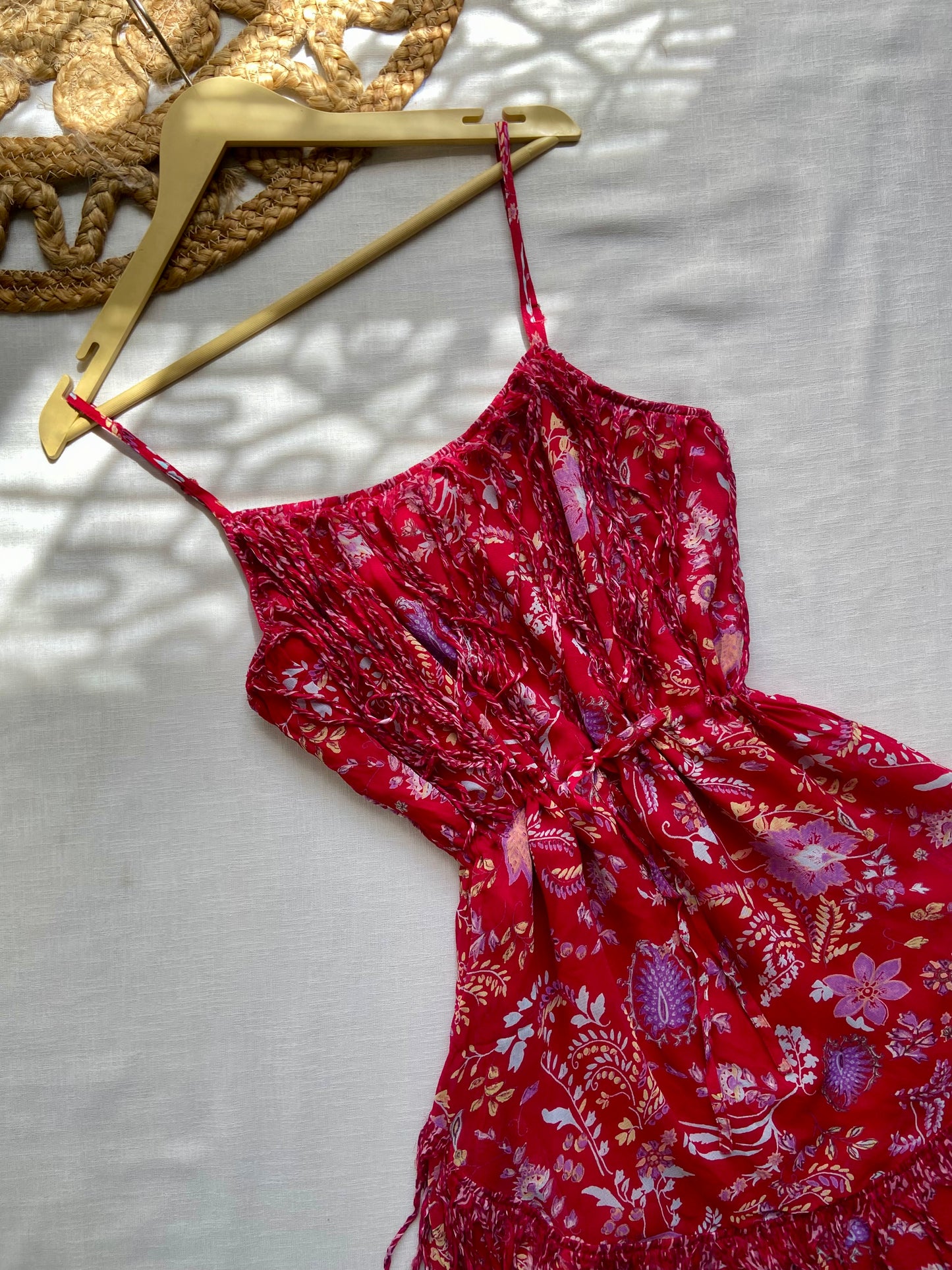Red Printed Boho Mini Dress