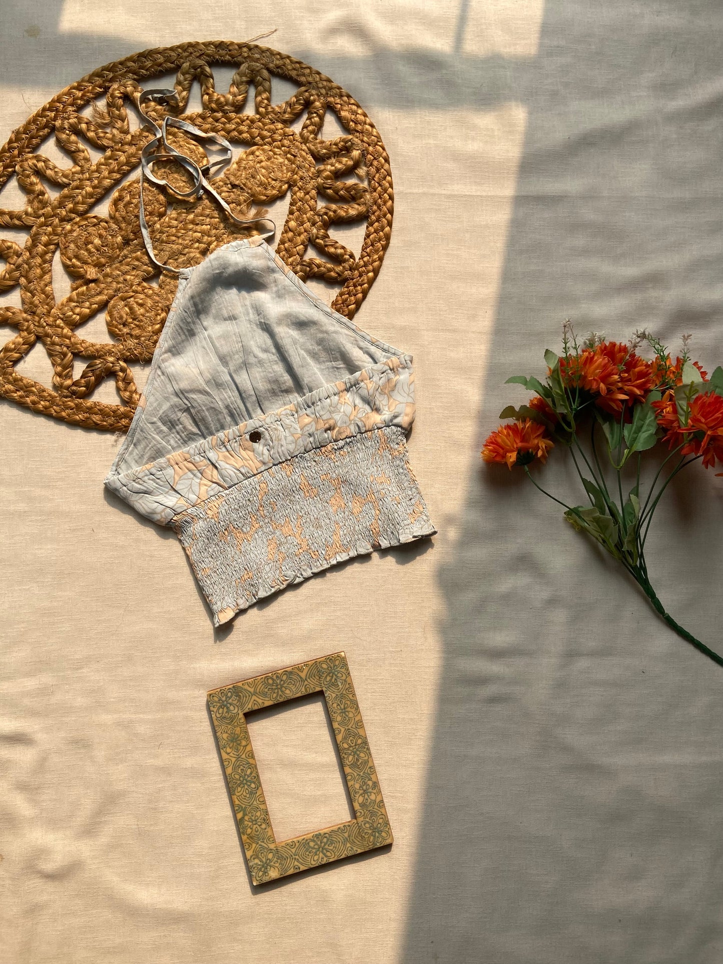 Breezeleaf Smocked Halter Crop Top