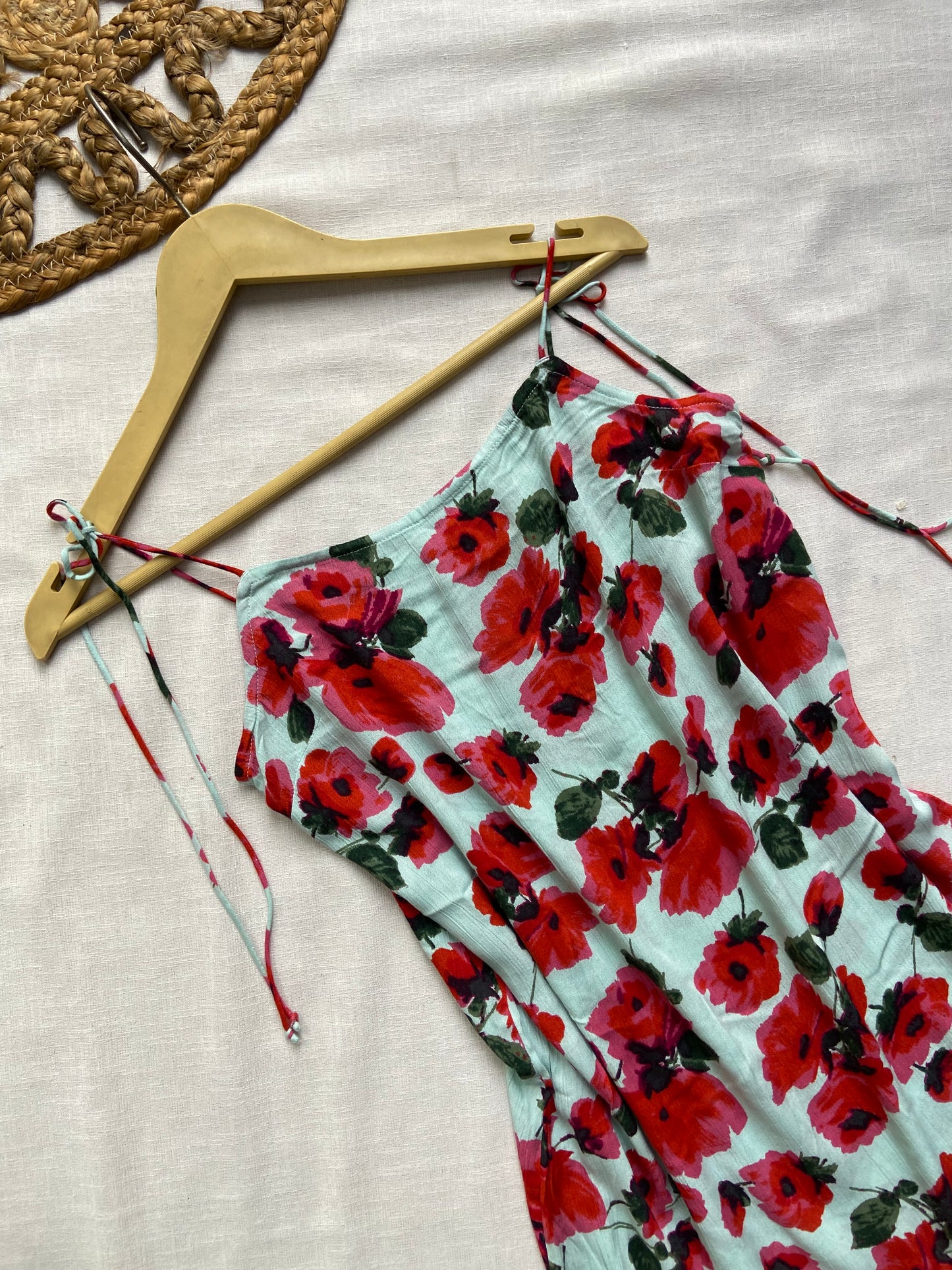 Sea Green Floral Mini Dress