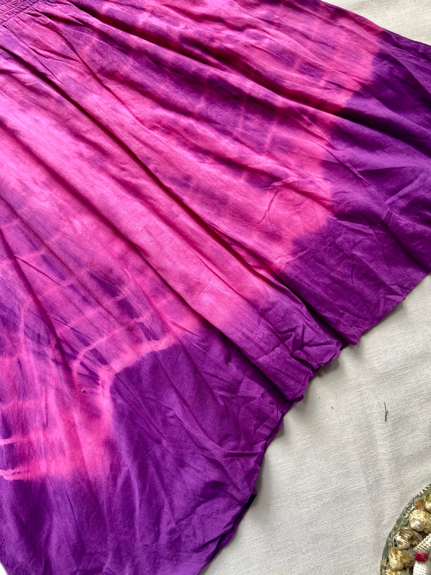 Purple Tie-Dye Long Sleeve Tunic with Embroidery