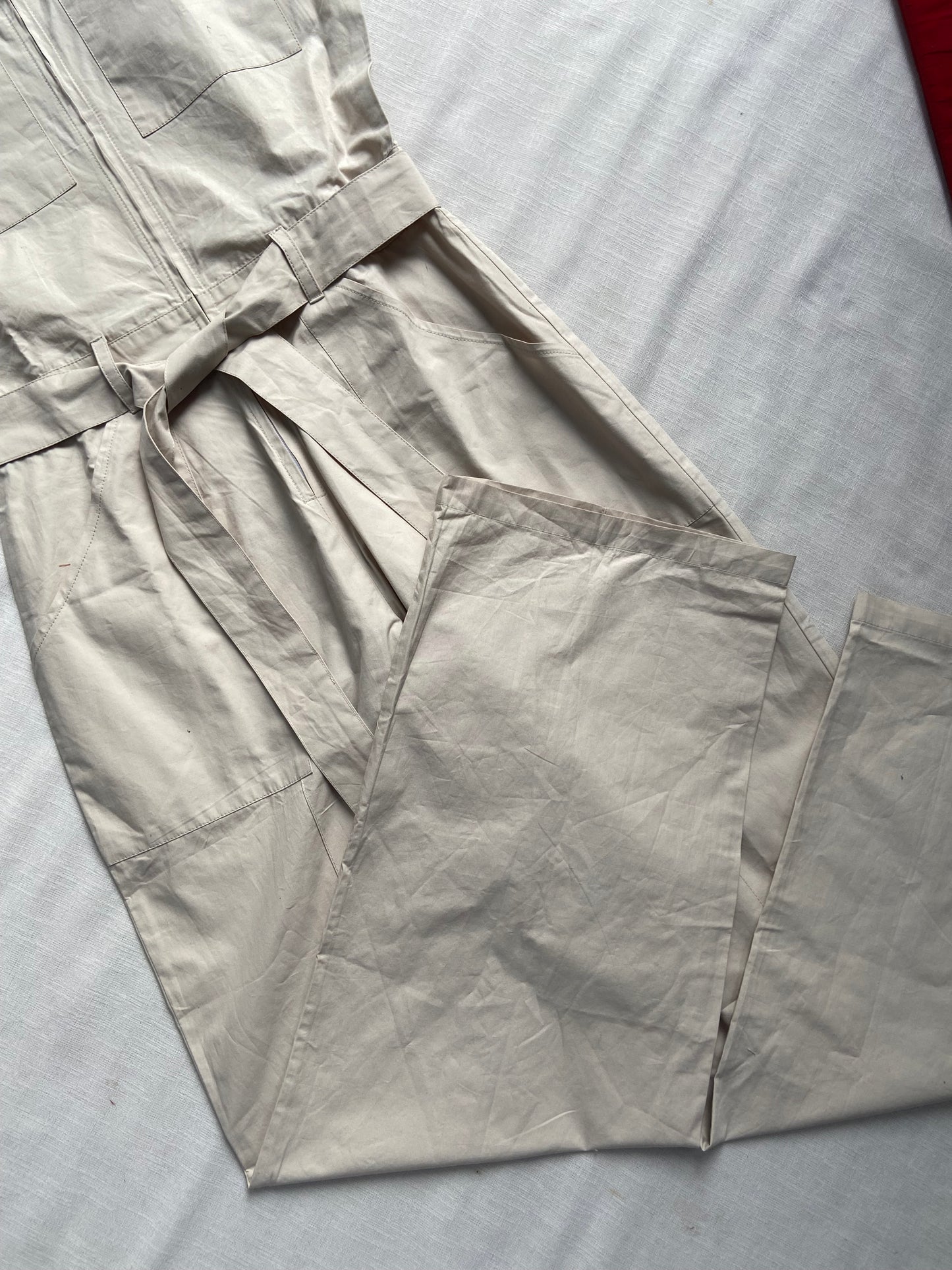 Beige Cargo Jumpsuit