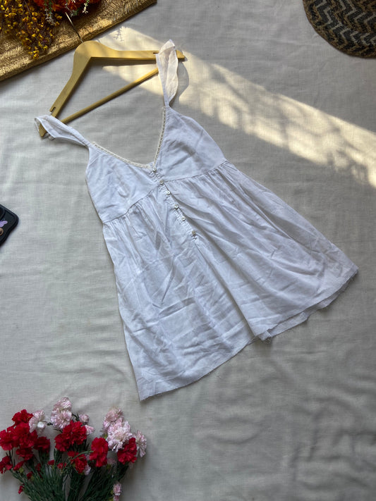 Women's White Sleeveless Cotton Camisole Top