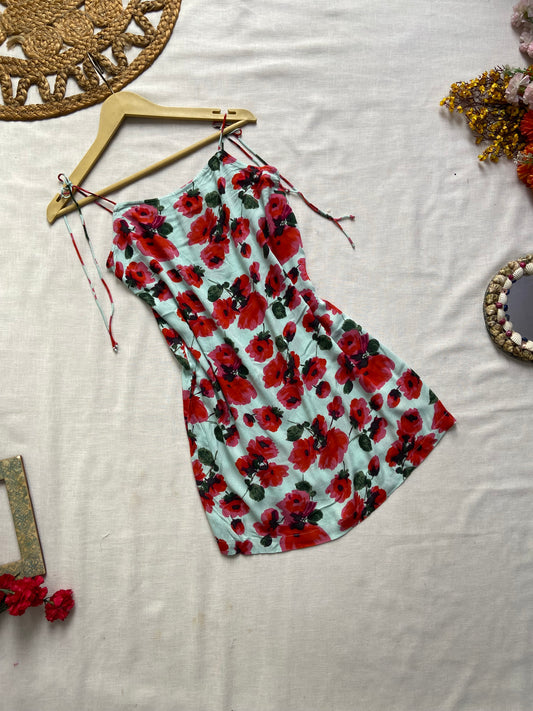 Sea Green Floral Mini Dress