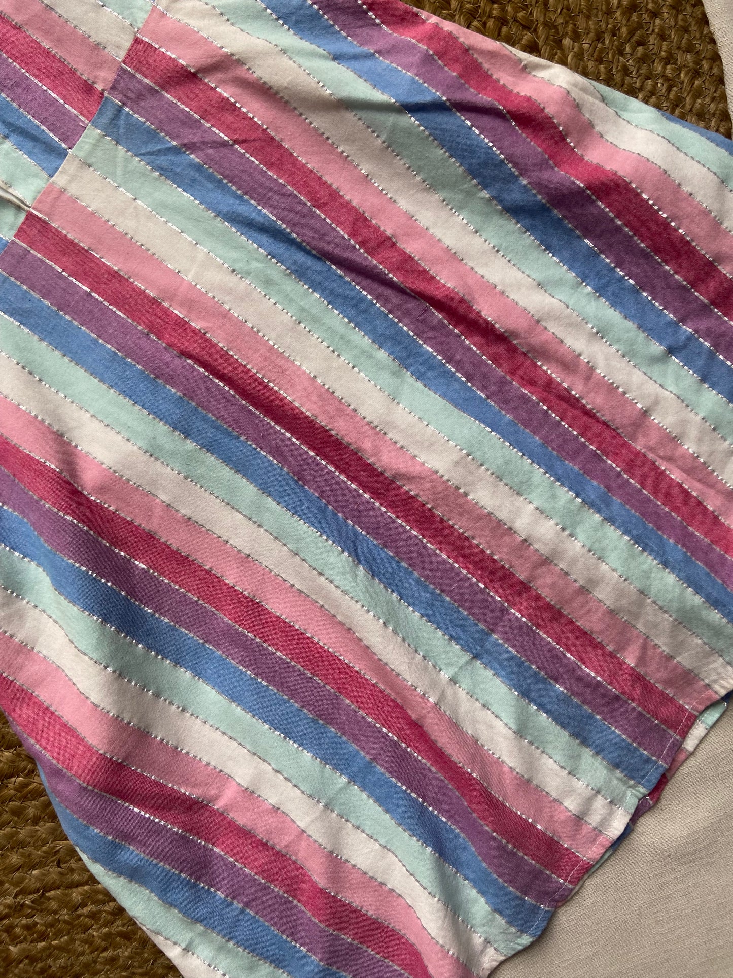 Women's Striped Puff Sleeve Mini Dress with Front Tie – Summer Casual Wear