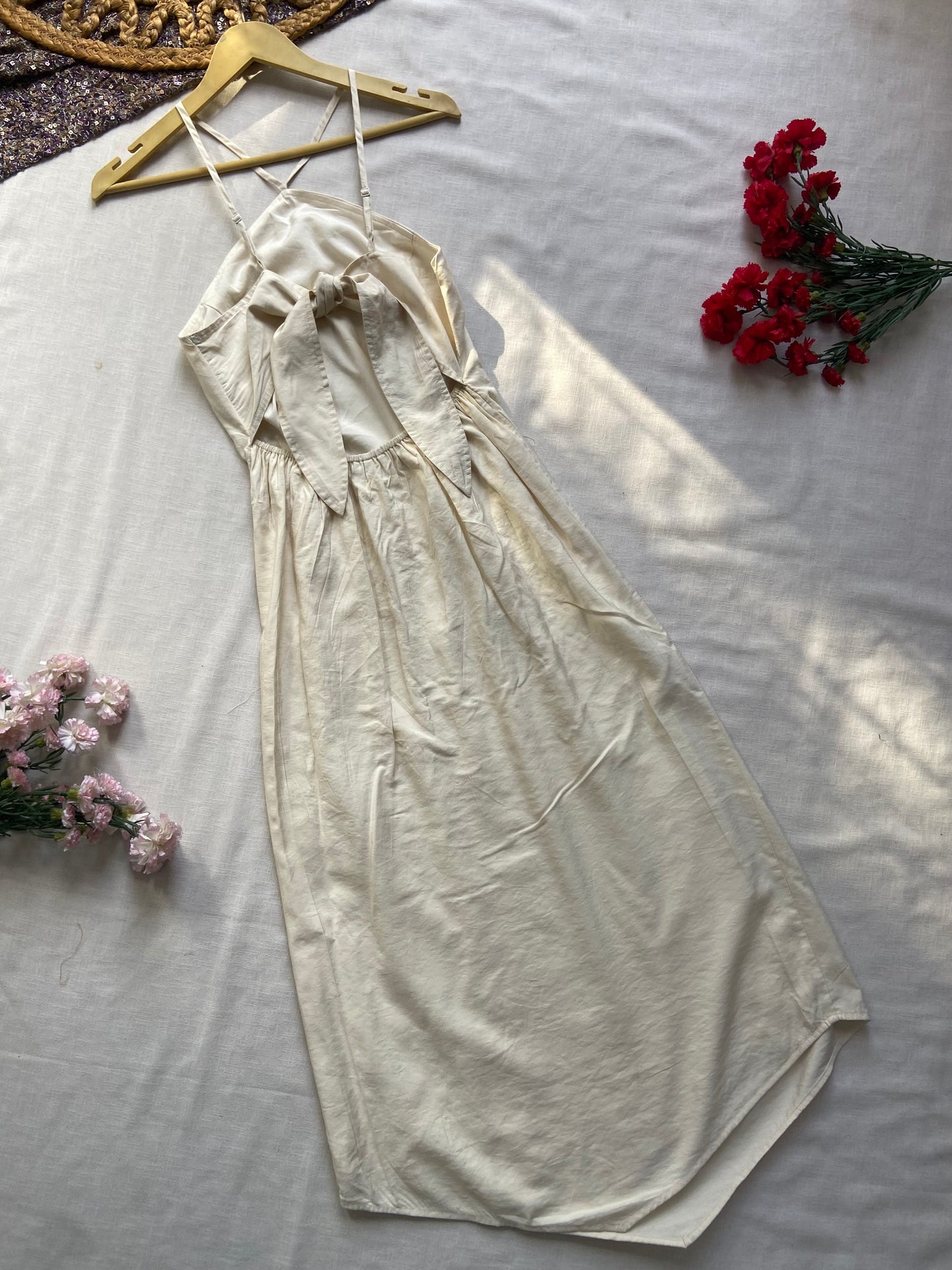 Elegant Ivory Satin Slip Dress