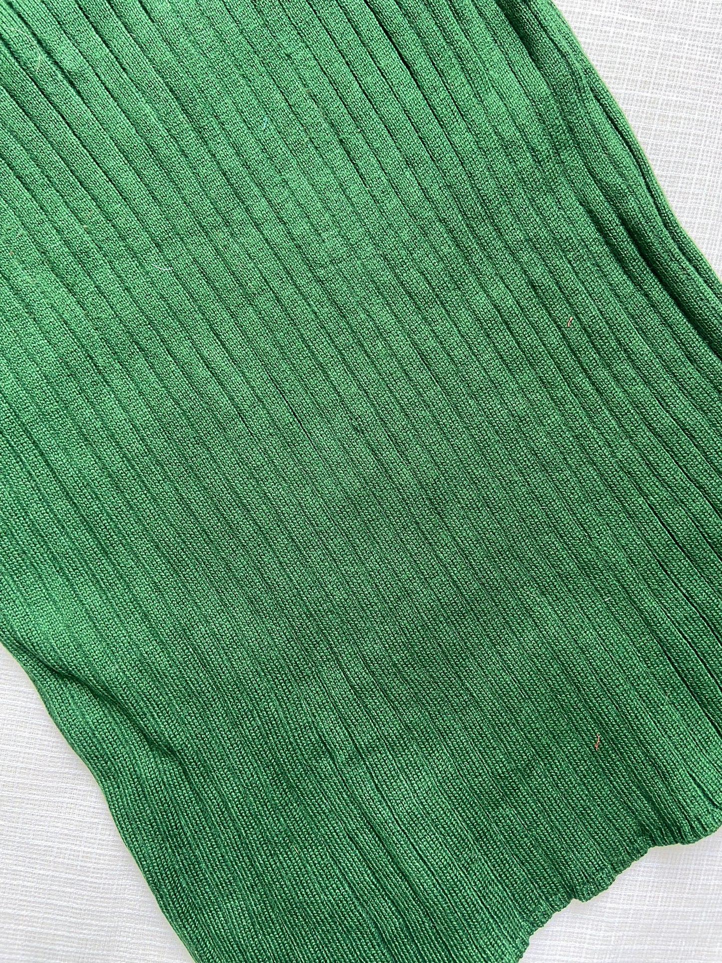 Green Ribbed Knit Tank Top with Button Straps