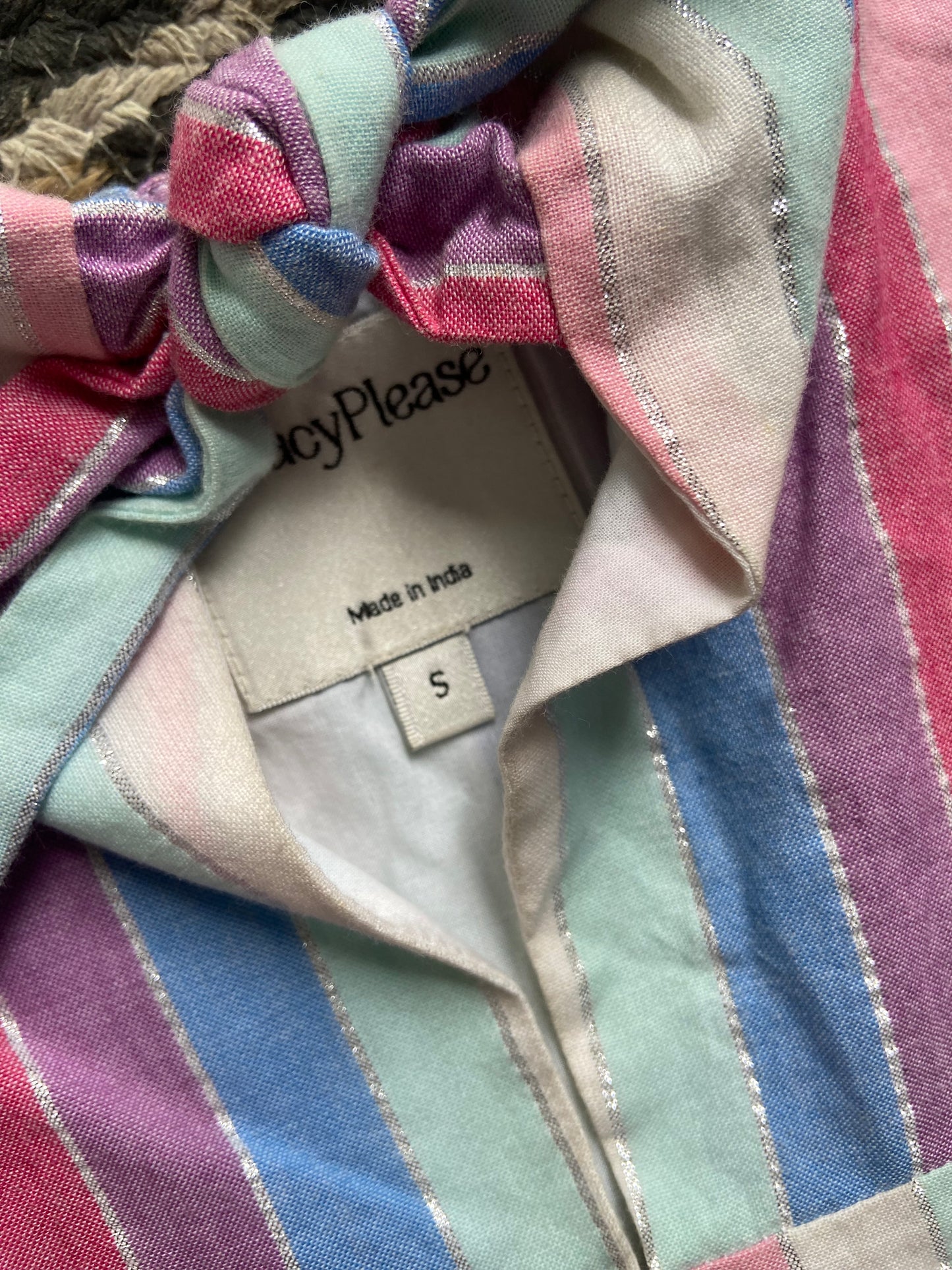 Women's Striped Puff Sleeve Mini Dress with Front Tie – Summer Casual Wear