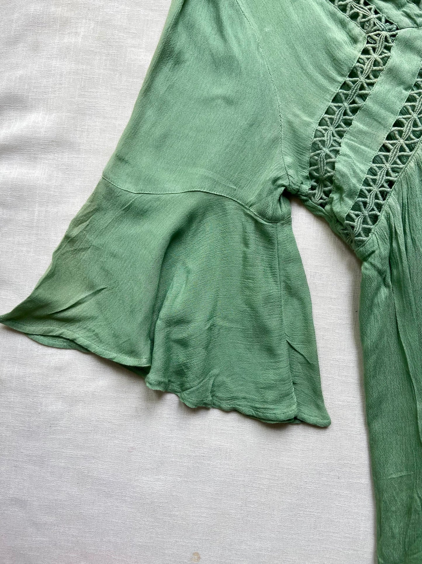 Green Lace Detailed Mini Dress