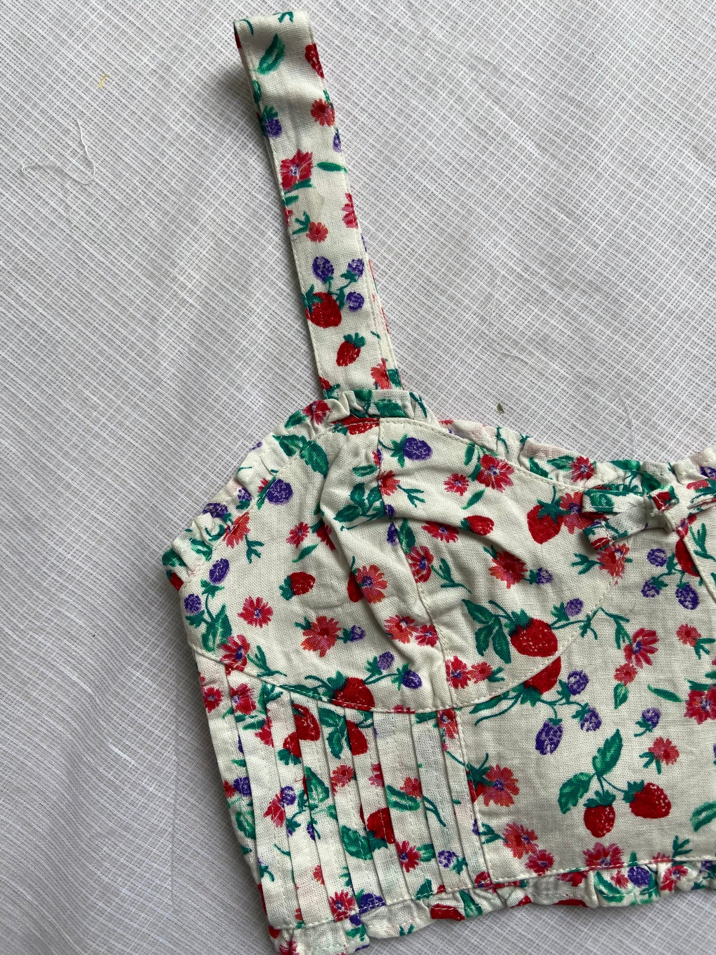 Floral Print Cotton Crop Top with Straps