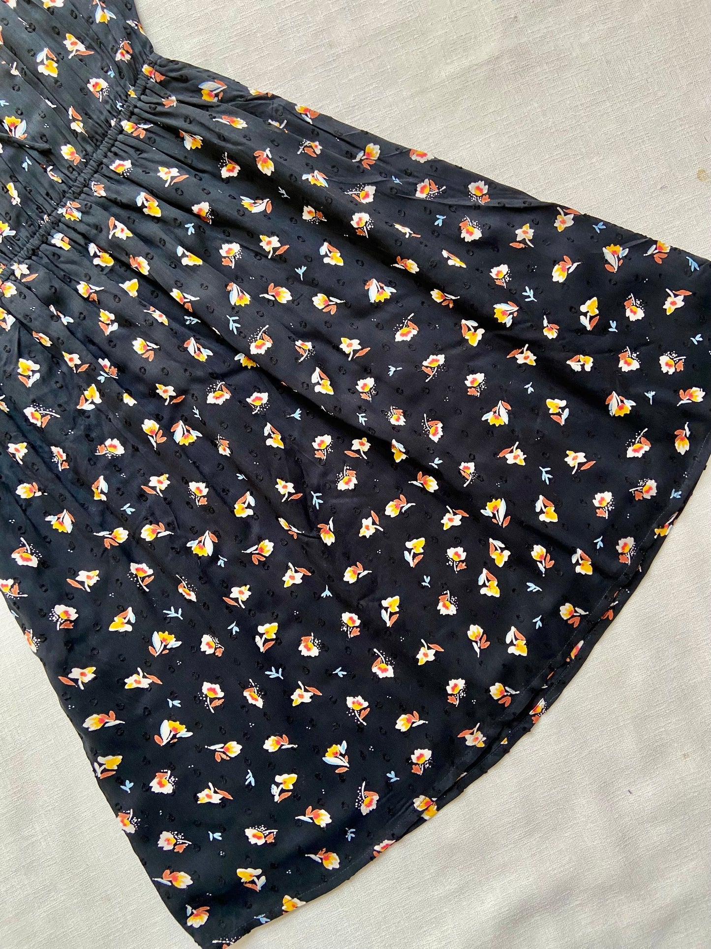 Black Floral Puff Sleeve Mini Dress