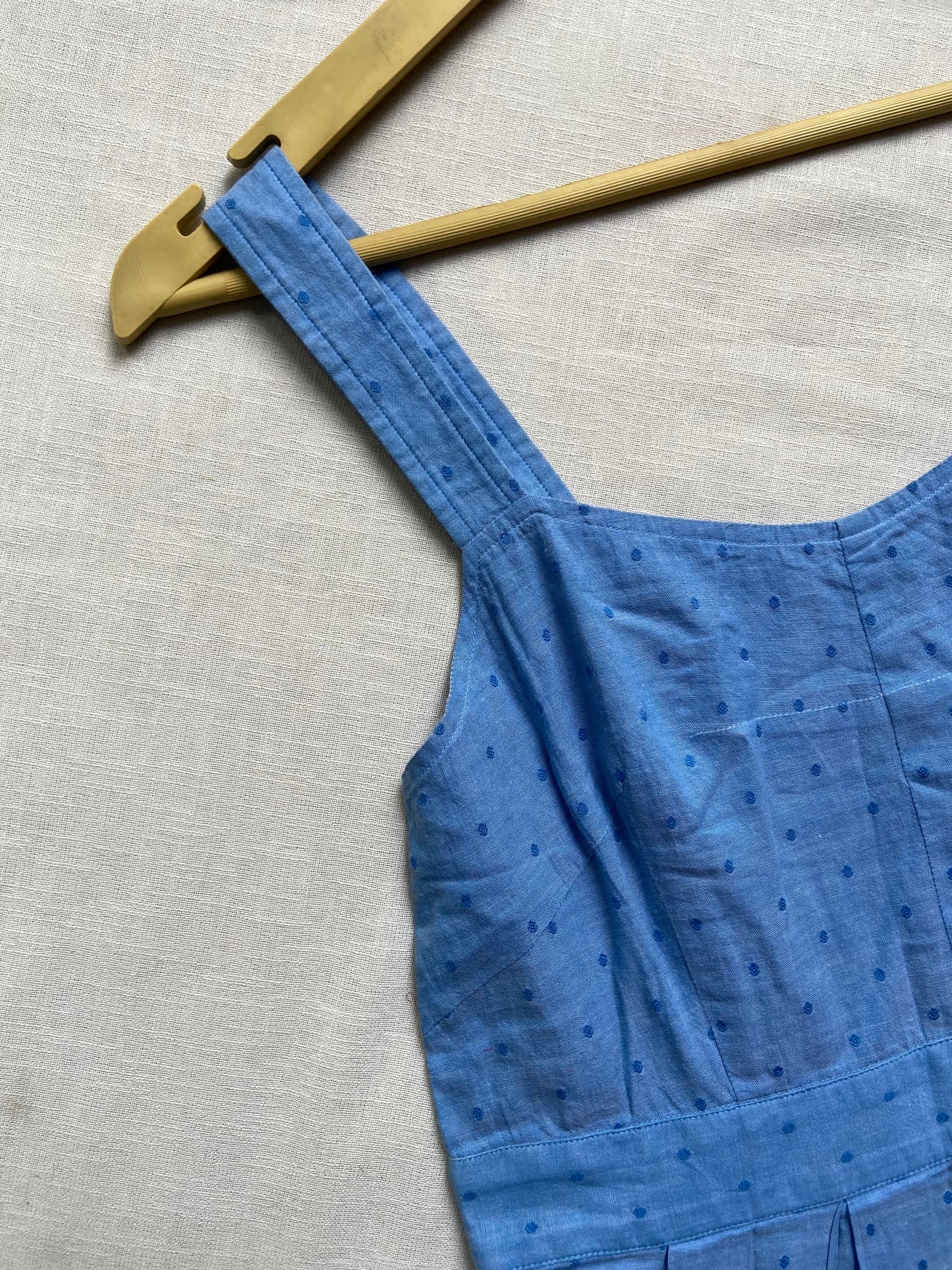 Blue Strap Cotton Mini Dress