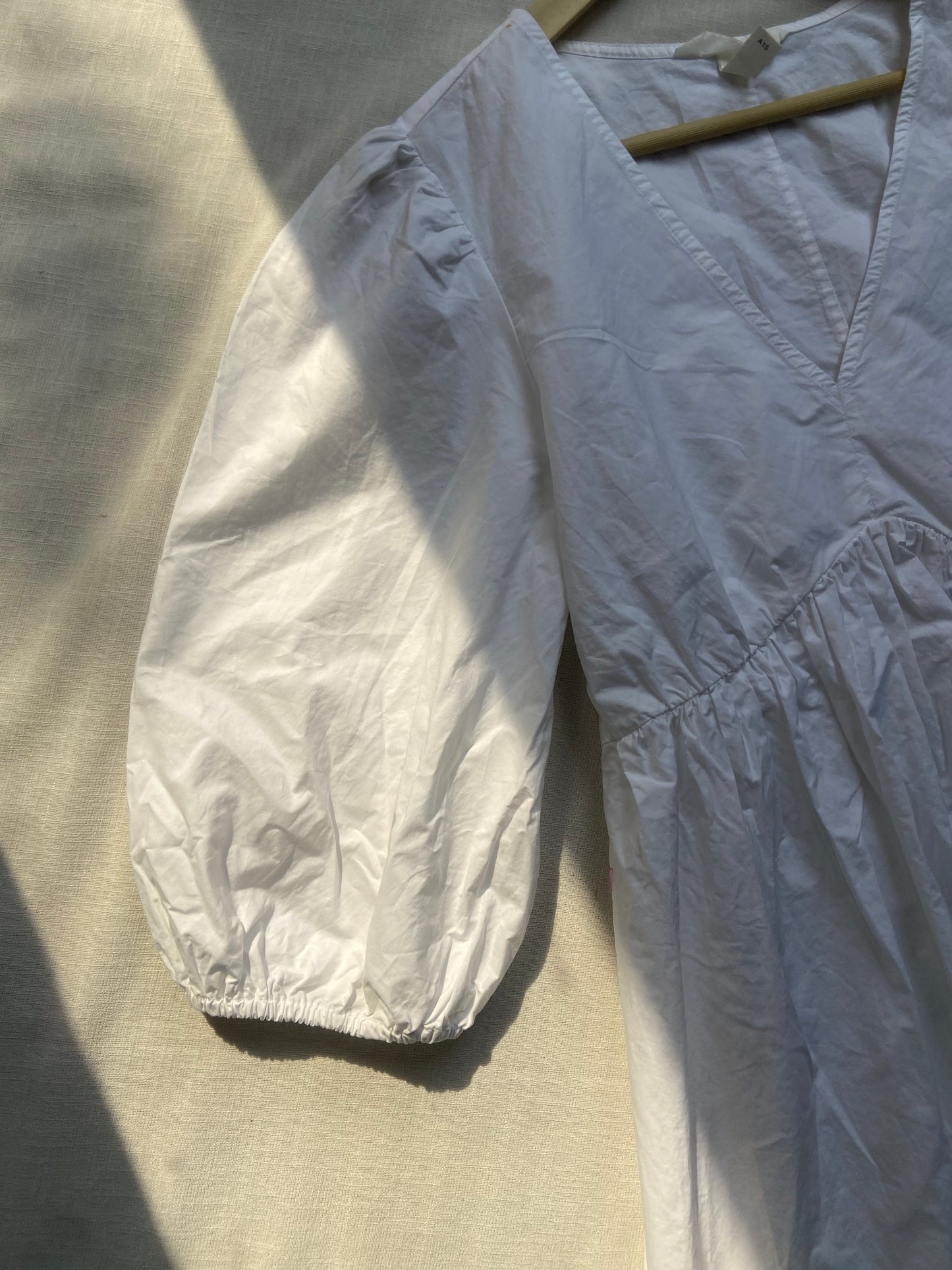 White Embroidered Puff Sleeve Dress