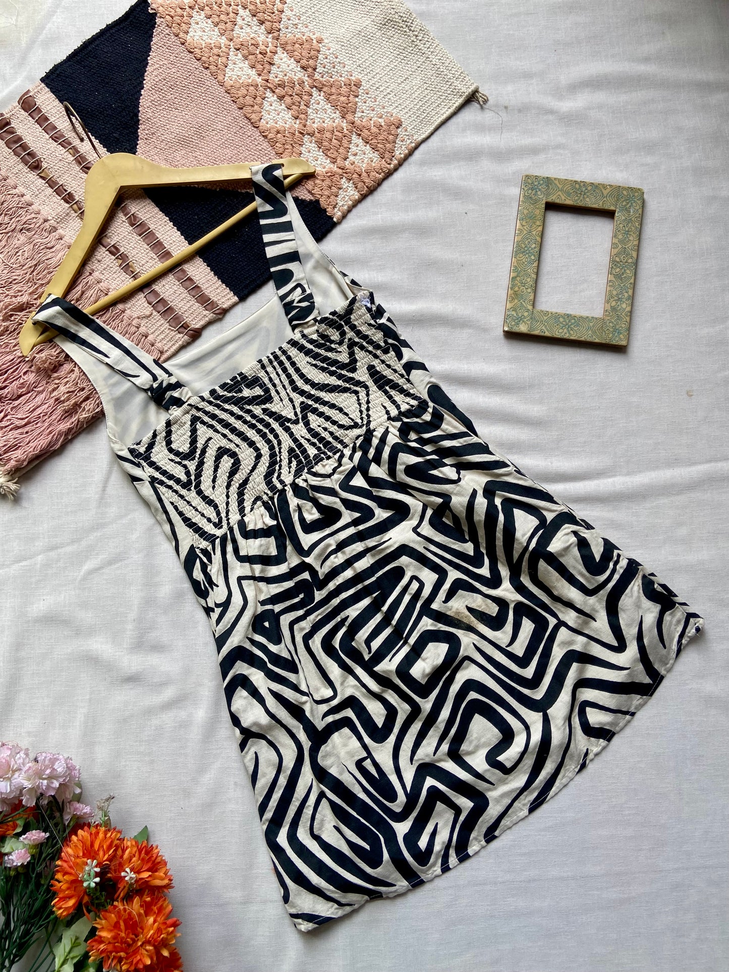 Abstract Print Sleeveless Mini Dress