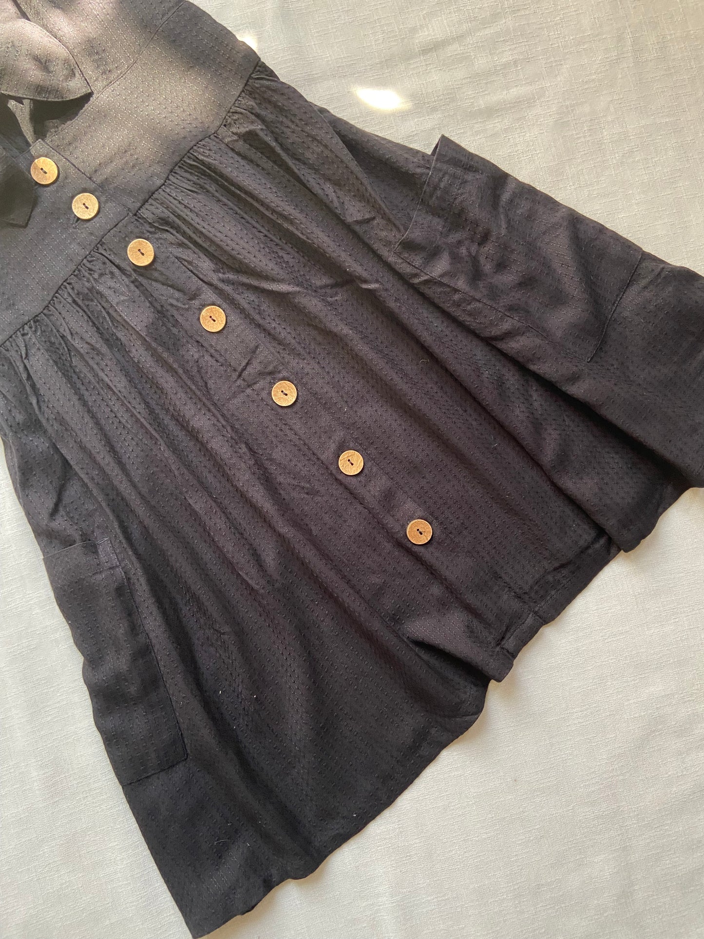 Noir Charm Button-Down Mini Dress