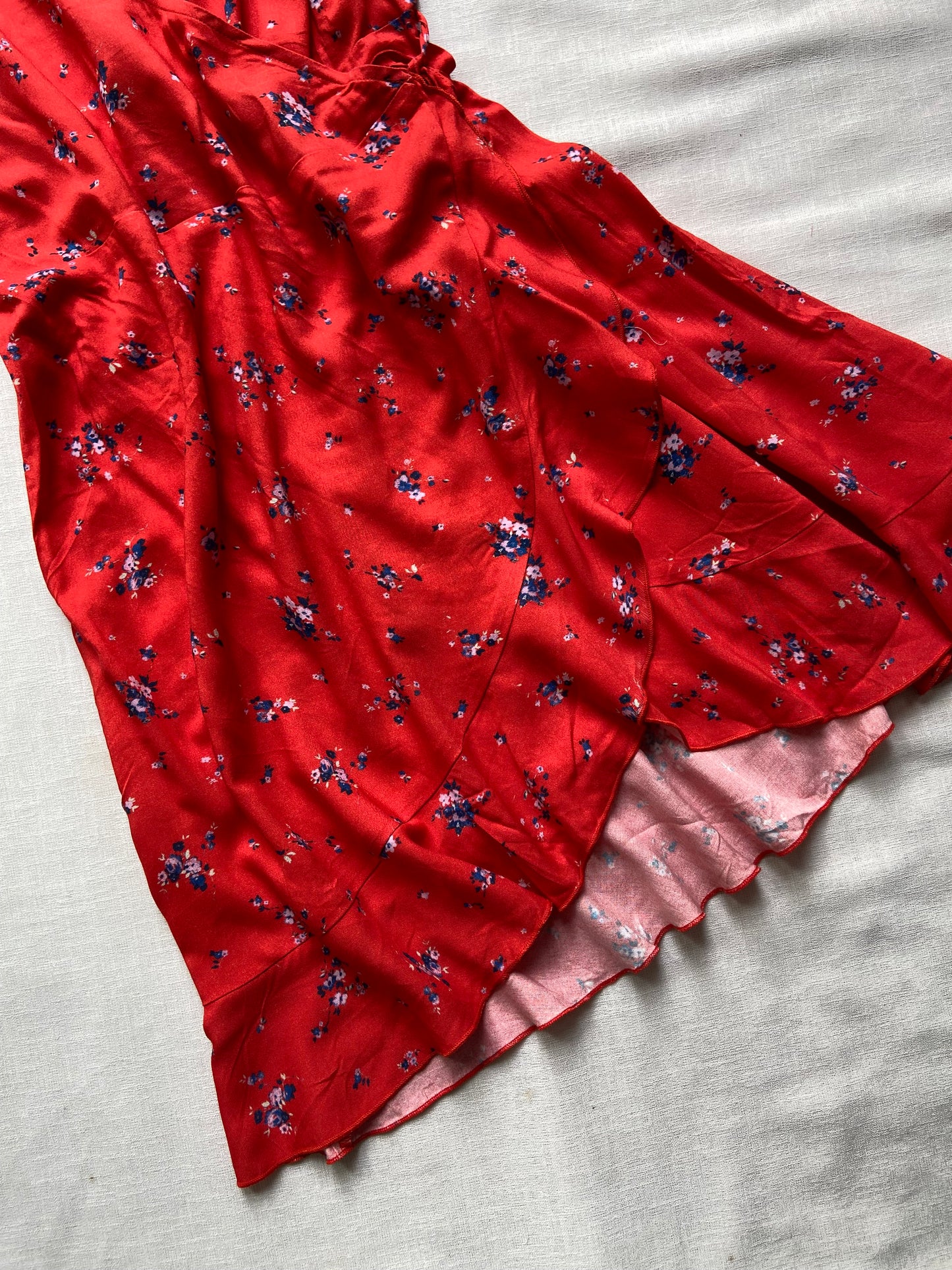 Women's Red Floral Spaghetti Strap Summer Dress