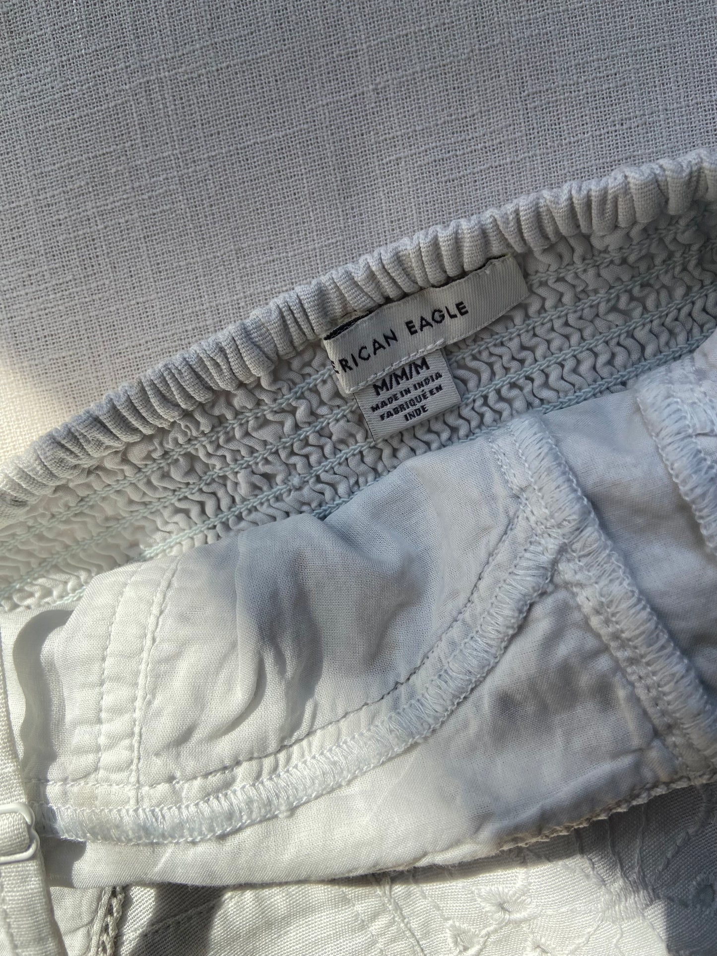 White Cotton Eyelet Embroidered Crop Top