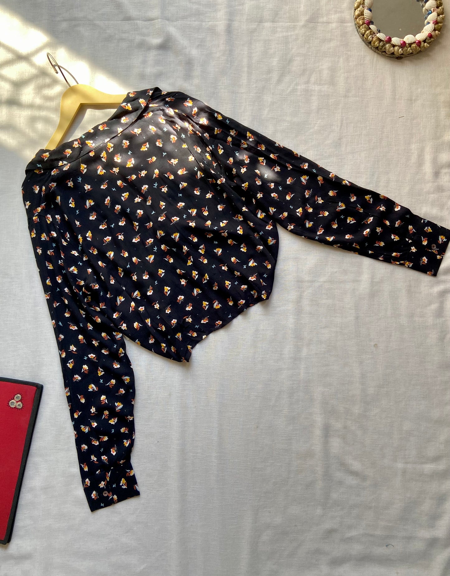 Night Bloom Floral Ruched Top