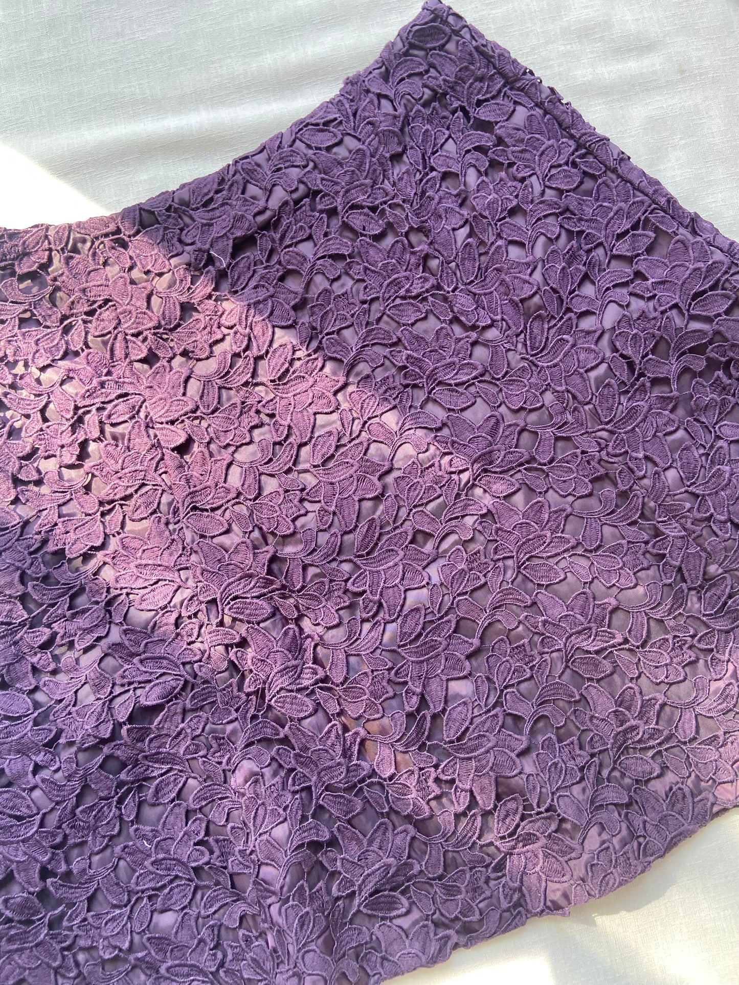 Purple Floral Lace Mini Skirt