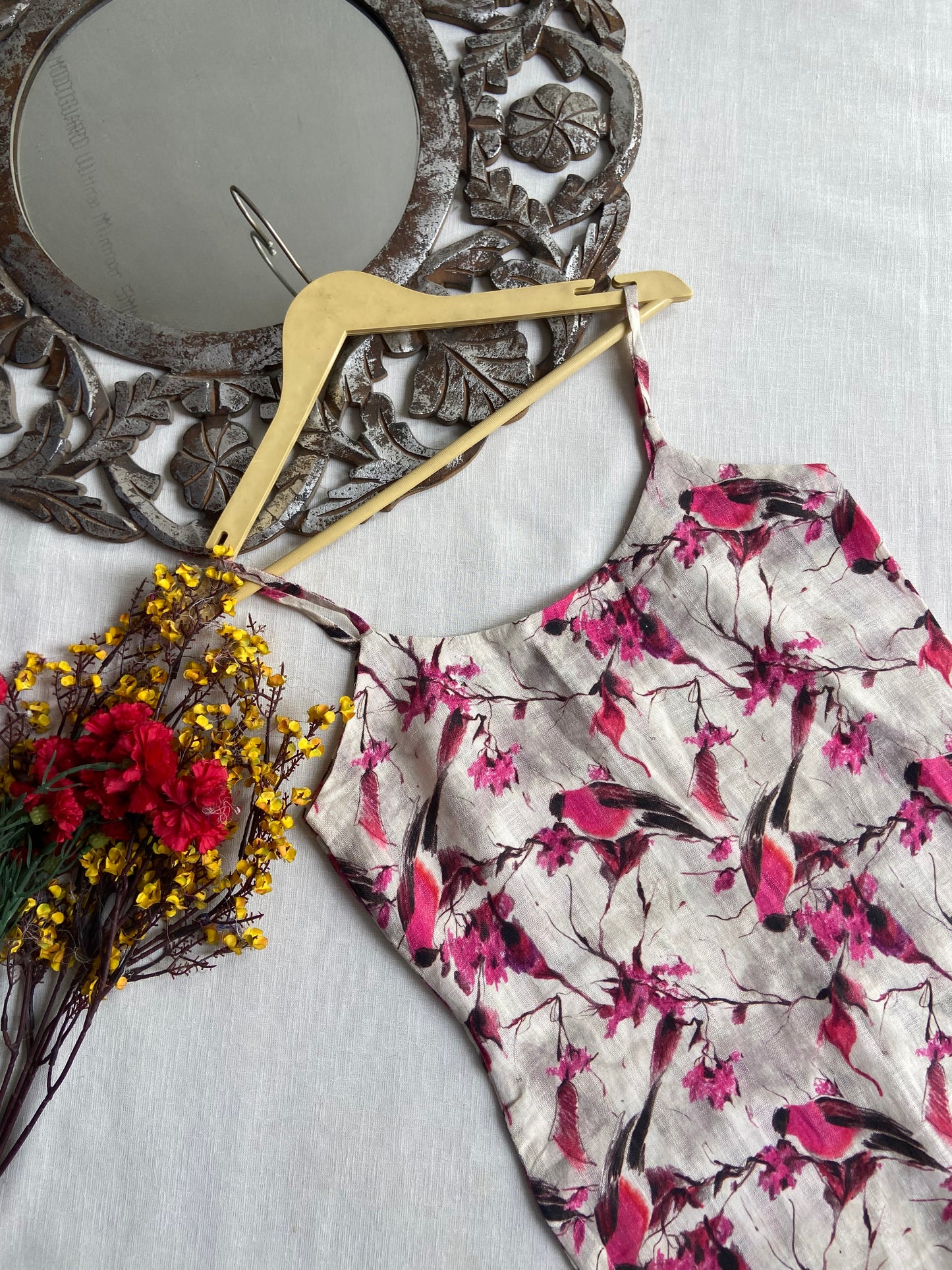 Strap Pattern Floral Kurta