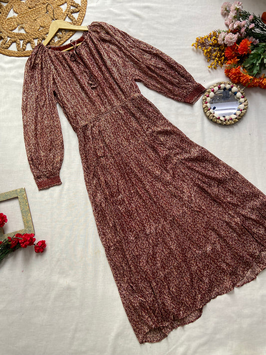 Maroon A Line Floral Maxi