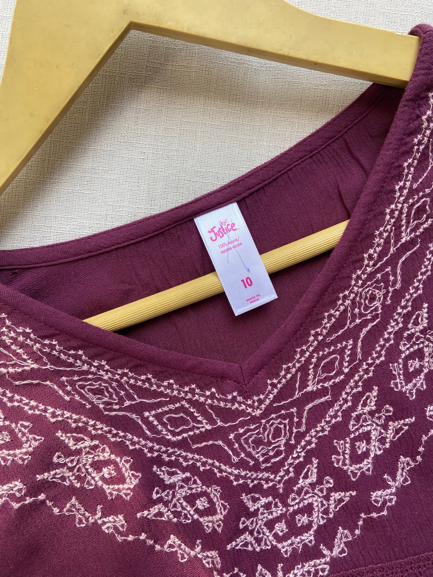 Boho Chic Maroon Embroidered Peplum Top