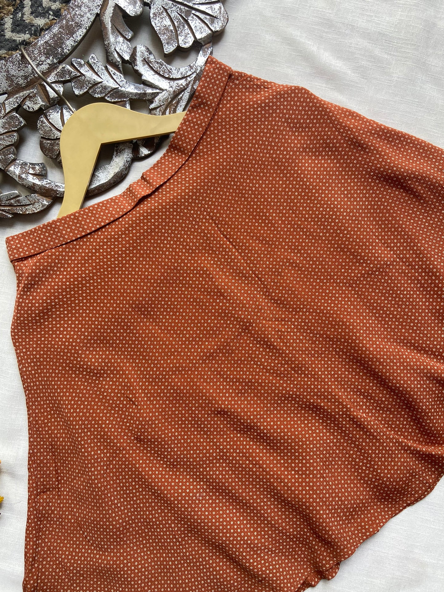 Rust Printed Short Skirt