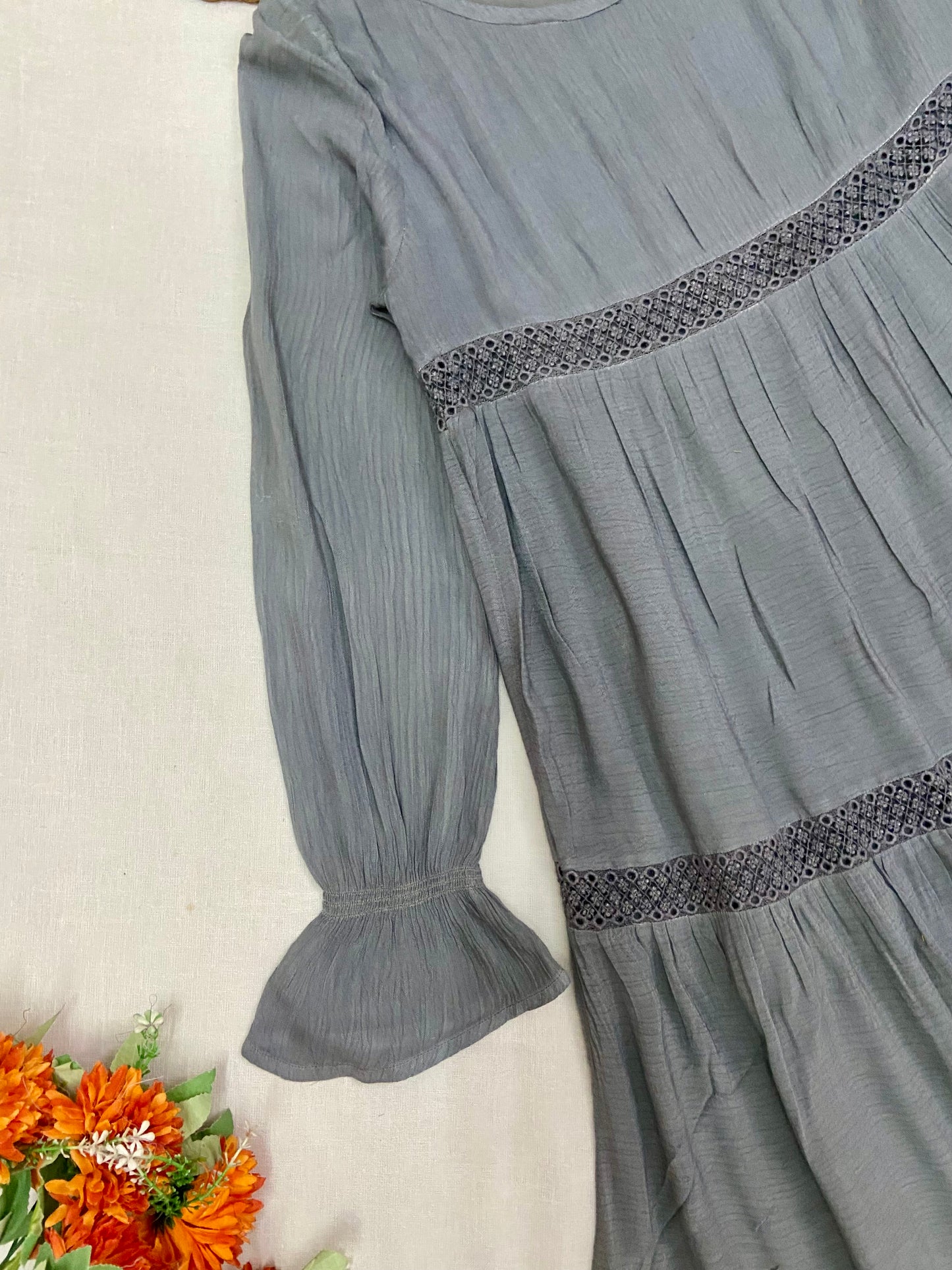 Women’s Grey Long Sleeve A-Line Mini Dress