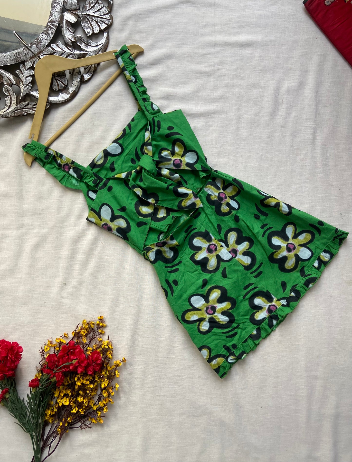 Green Floral Mini Dress