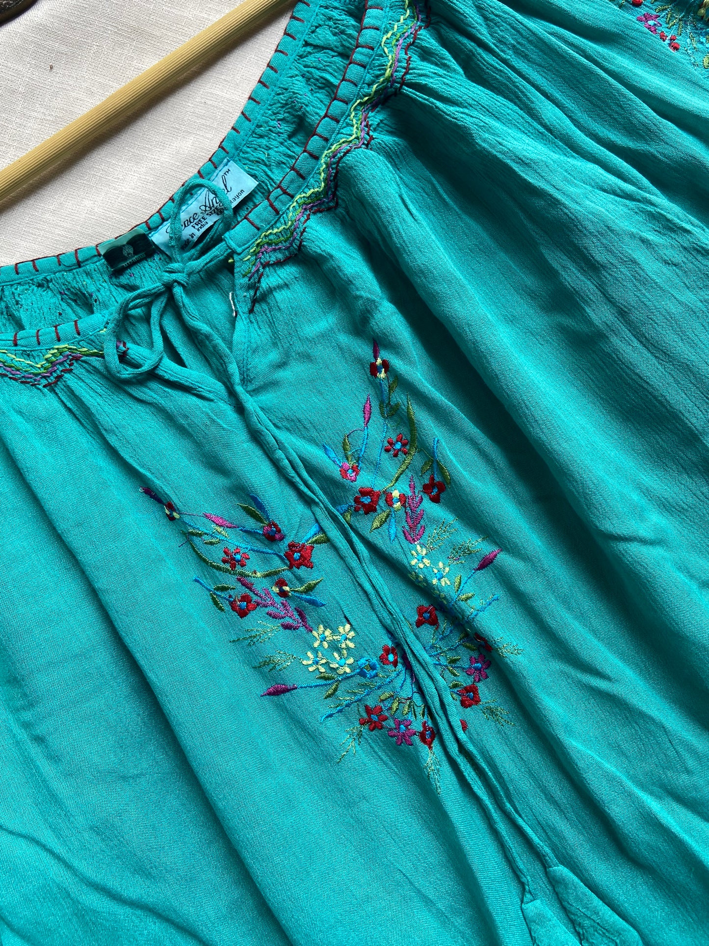 Sea green boho top