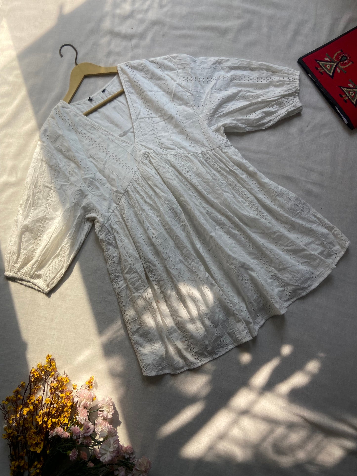 White Embroidered Tiered Skirt