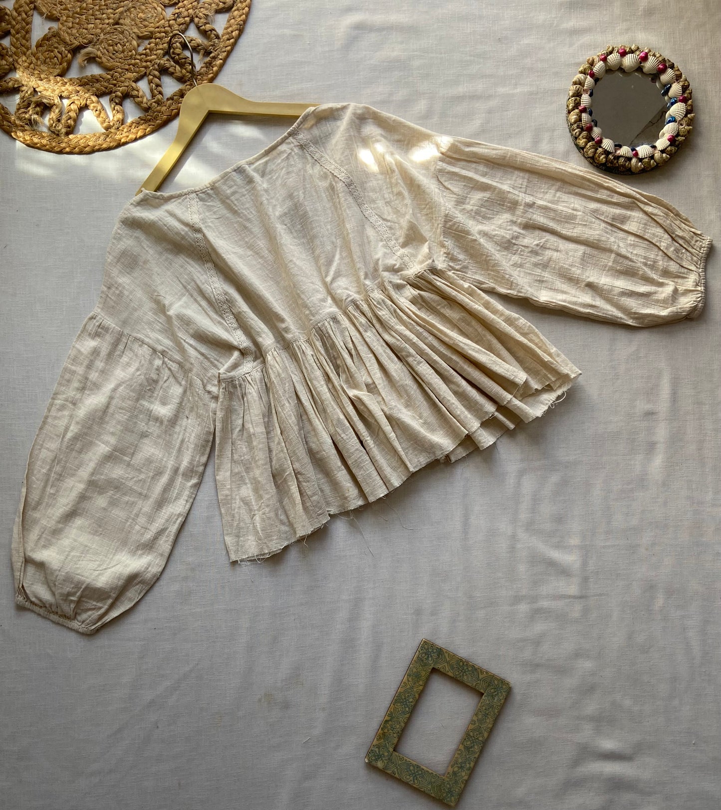 Off White V Neck Full Sleeve Top