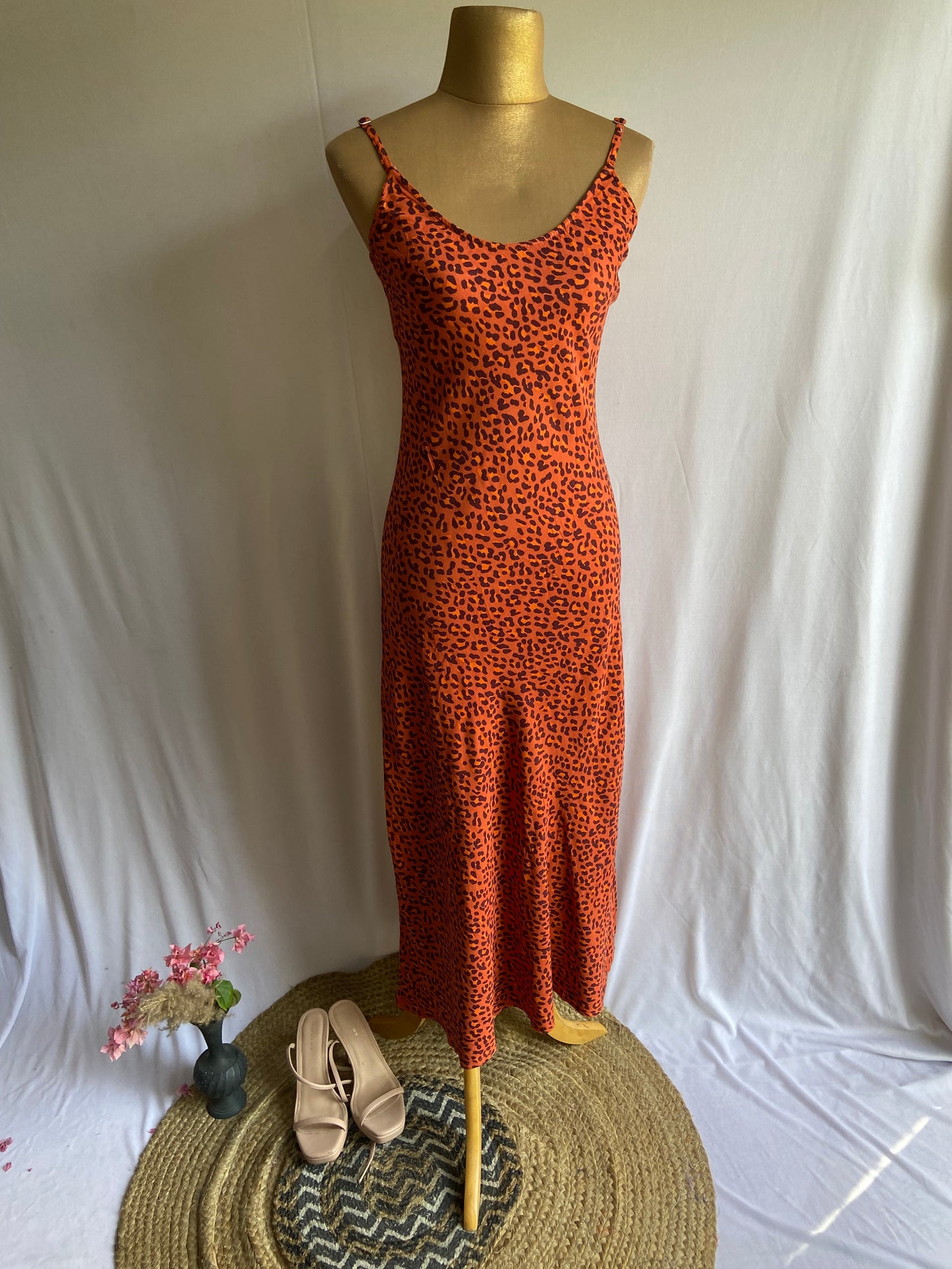 Women's Leopard Print Slip Dress – Sleeveless Bodycon Maxi