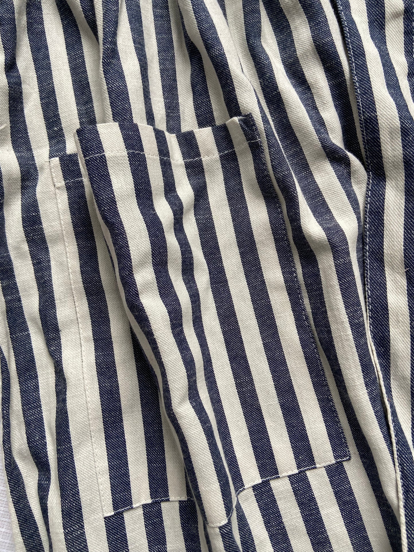 Striped Button-Down Midi Dress with Waist Tie