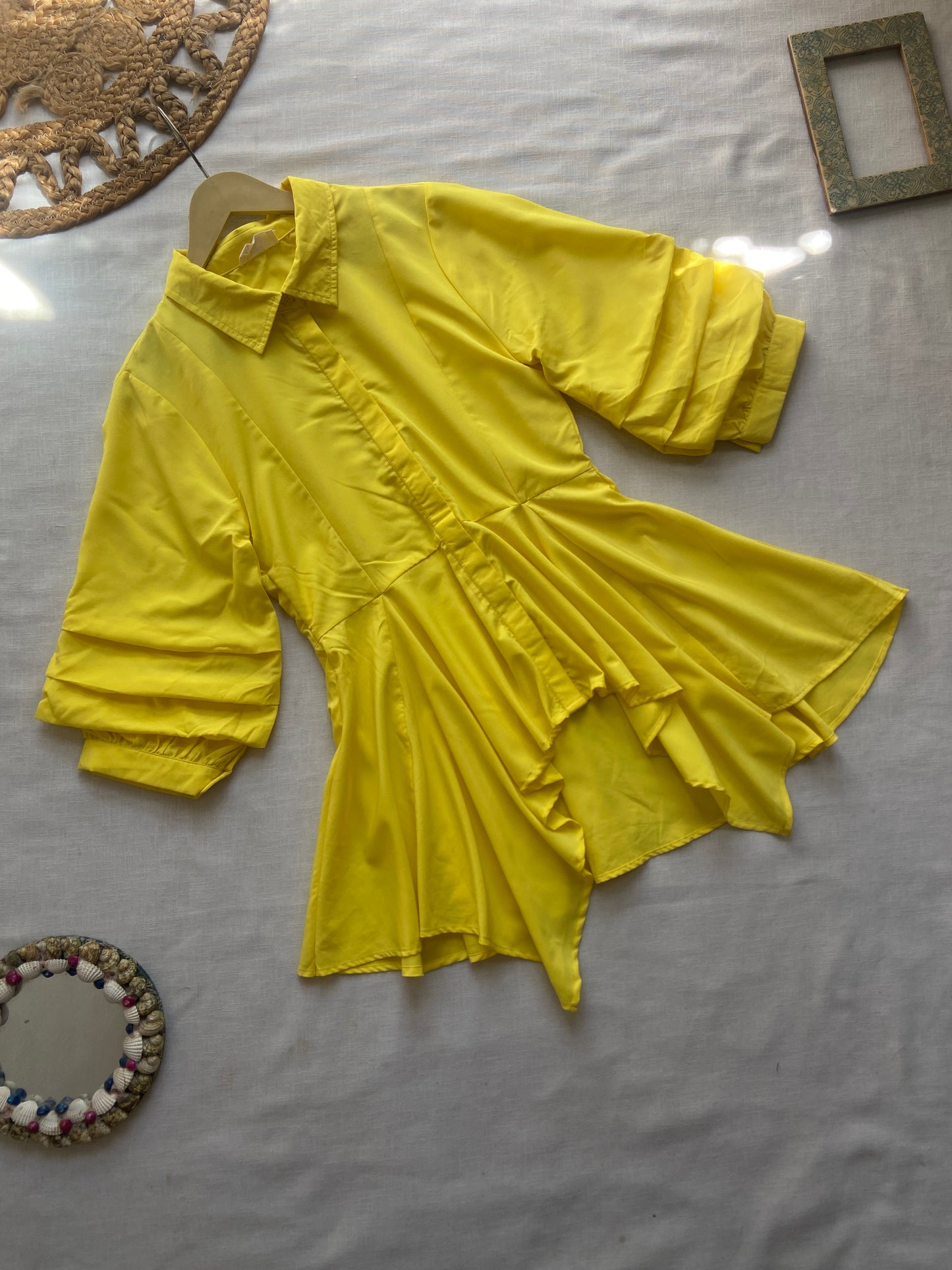 Yellow Full Sleeve Mini Dress