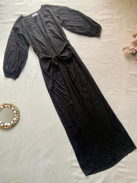 Black V Neck Beach Maxi Dress