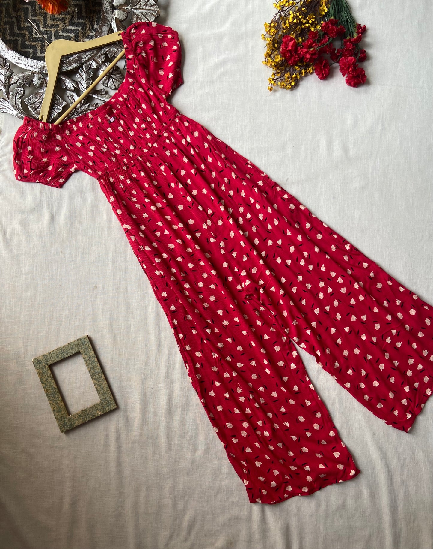Red Floral Jumpsuit