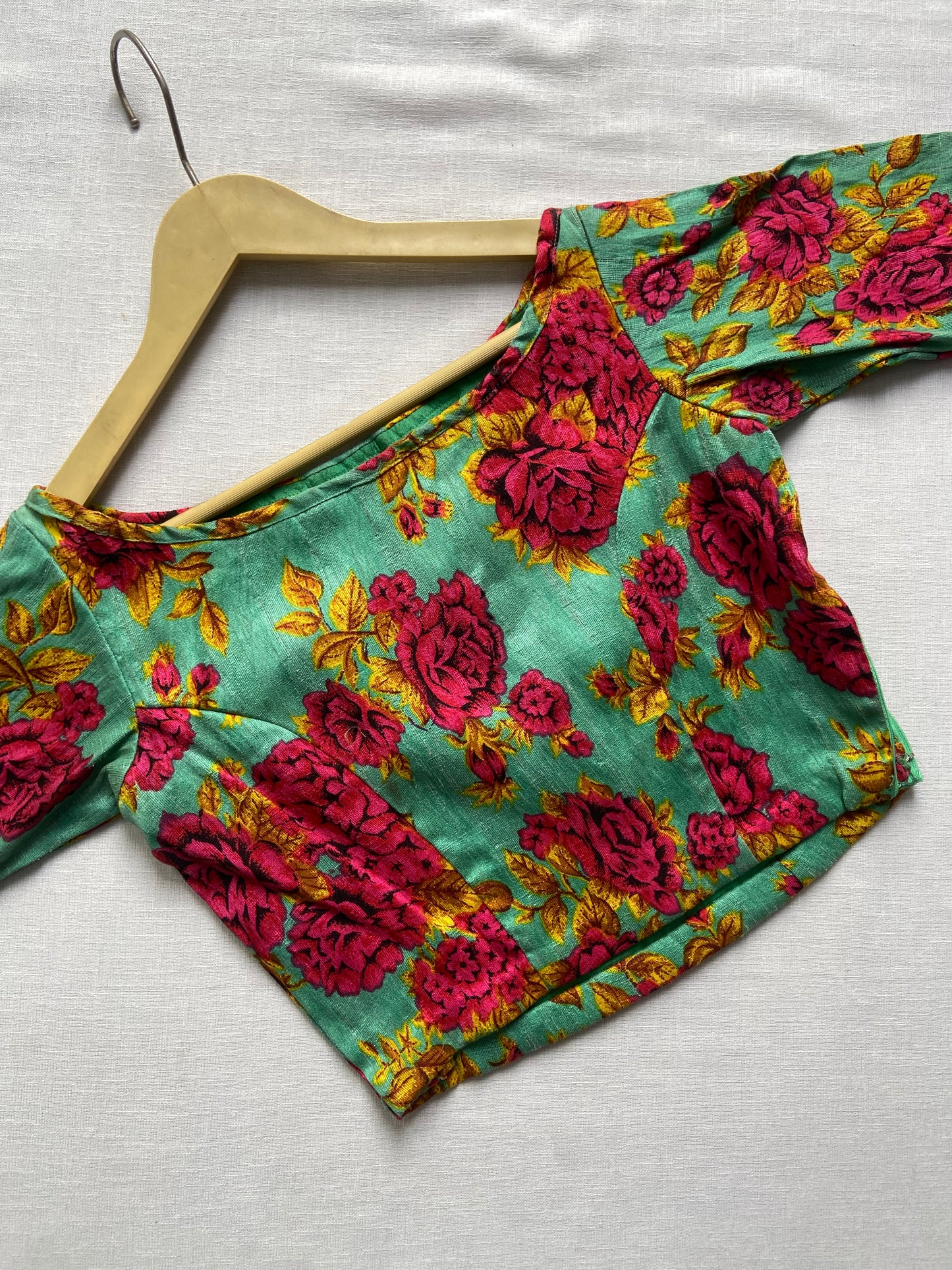 Green And Red Floral Blouse