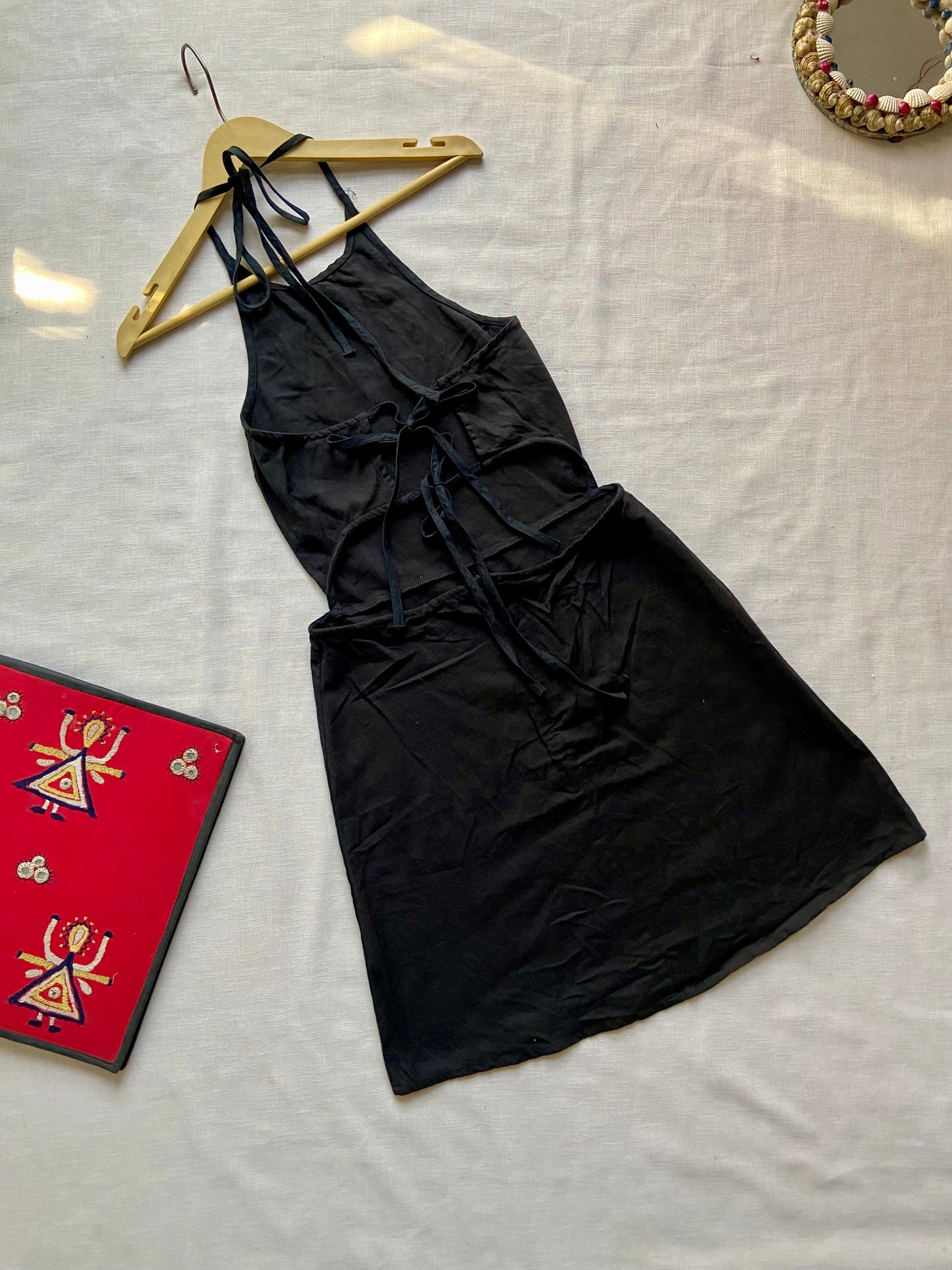 Black Halter Neck Mini Dress for Women